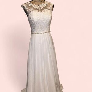Elegant White Lace Dress wedding maxi small